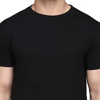 Stylish Cotton Blend Black Solid Tees For Men-thumb3