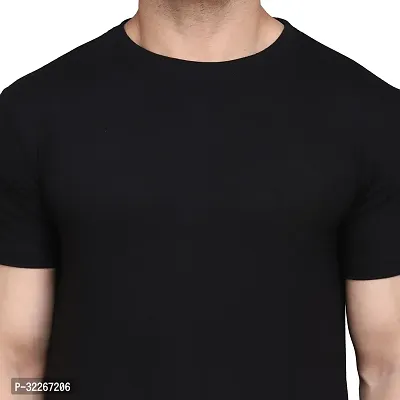 Stylish Cotton Blend Black Solid Tees For Men-thumb4