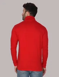 Reliable Red Cotton Blend Solid High Neck Tshirt For Men-thumb1