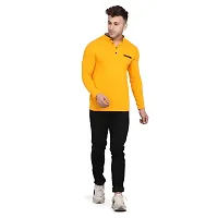 Stylish Yellow Cotton Blend Long Sleeves Solid T-Shirt For Men-thumb3