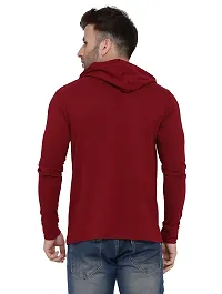 Stylish Cotton Blend Maroon Solid Tees For Men-thumb1