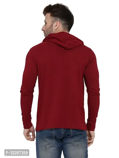 Stylish Cotton Blend Maroon Solid Tees For Men-thumb2