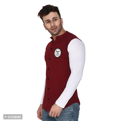 Stylish Maroon Cotton Blend Long Sleeves Regular Fit Casual Shirt For Men-thumb3