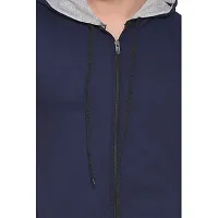 Stylish Navy Blue Cotton Blend Solid Sleeveless Hoodies For Men-thumb4