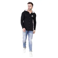 Trendy Black Cotton Blend Solid Hoodies For Men-thumb3