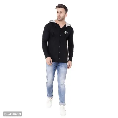 Trendy Black Cotton Blend Solid Hoodies For Men-thumb4