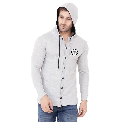 Stylish Blend Solid Long Sleeves Hoodies For Men