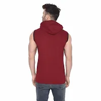 Stylish Multicoloured Cotton Blend Solid Sleeveless Hoodies For Men-thumb1