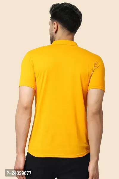 Stylish Yellow Cotton Blend Short Sleeves Regular Fit Casual Shirt For Men-thumb2