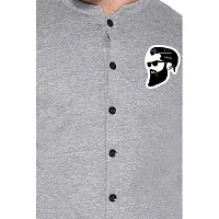 Stylish Silver Cotton Blend Long Sleeves Regular Fit Casual Shirt For Men-thumb4