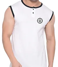 Stylish Cotton Blend White Solid Tees For Men-thumb4