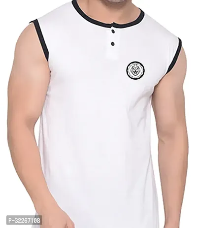 Stylish Cotton Blend White Solid Tees For Men-thumb5