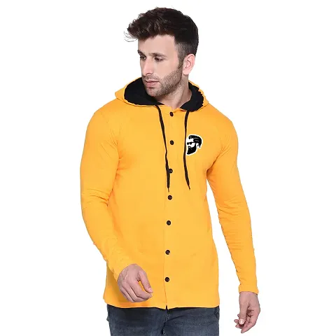 Trendy Blend Solid Hoodies For Men