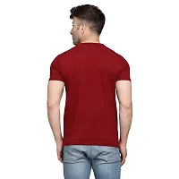 Stylish Maroon Cotton Blend Short Sleeves Solid T-Shirt For Men-thumb1