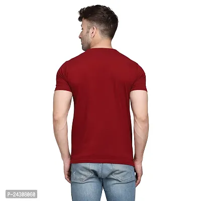 Stylish Maroon Cotton Blend Short Sleeves Solid T-Shirt For Men-thumb2