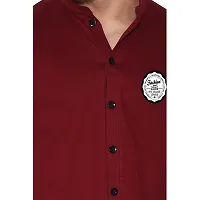 Stylish Maroon Cotton Blend Long Sleeves Regular Fit Casual Shirt For Men-thumb4