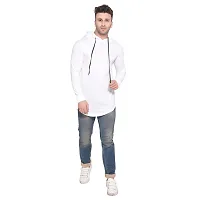 Stylish White Cotton Blend Solid Long Sleeves Hoodies For Men-thumb3