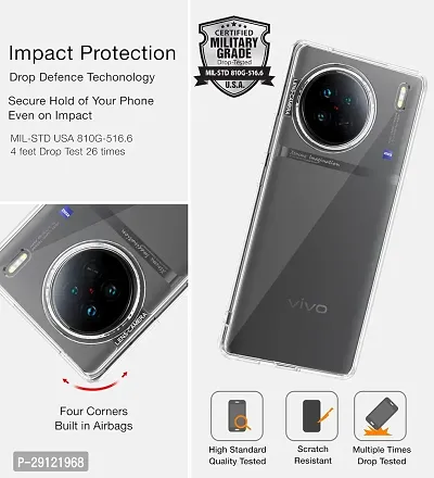 Mezmo Ultra-Hybrid Clear| Shockproof Design | Camera Protection Bump | Soft Back | Bumper Case Cover for Vivo X90 5G-thumb3