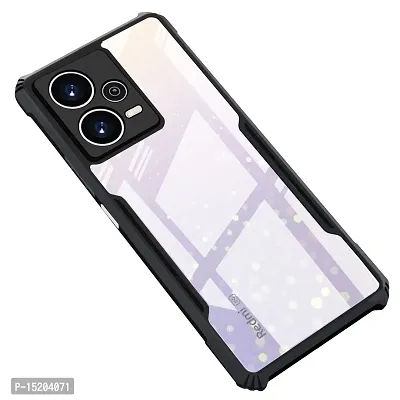 Mezmo Shockproof Crystal Clear Eagle Back Cover With 360 Protection for Redmi Note 12 Pro Plus - Black