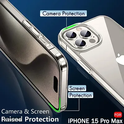 Mezmo Ultra-Hybrid Clear| Shockproof Design | Camera Protection Bump | Soft Back | Bumper Case Cover for iPhone 15 Pro Max-thumb3