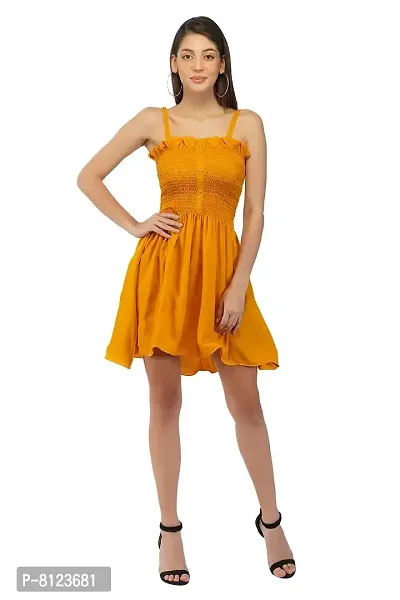 SNEHPRABHA Western Dresses for Women |A-Line Knee-Length Dress |Stylish Tops|Western Tops for Girls Tops for Women (Small, Mustard)