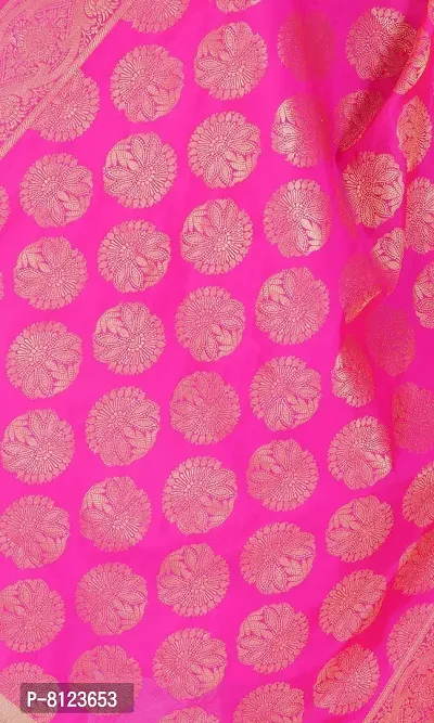 SNEHPRABHA Women's Banarasi Silk Woven Printed Zari EmbroideryTraditional Ethnic Heavy Embroidered Designer Dupatta For Women (PINK)-thumb4