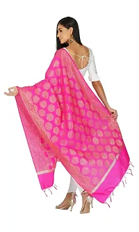 SNEHPRABHA Women's Banarasi Silk Woven Printed Zari EmbroideryTraditional Ethnic Heavy Embroidered Designer Dupatta For Women (PINK)-thumb2