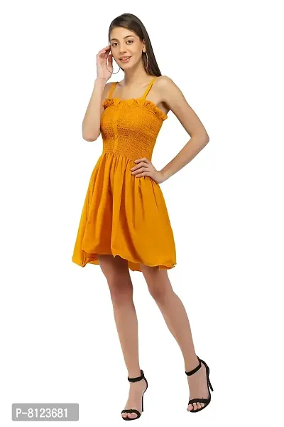 SNEHPRABHA Western Dresses for Women |A-Line Knee-Length Dress |Stylish Tops|Western Tops for Girls Tops for Women (Small, Mustard)-thumb2