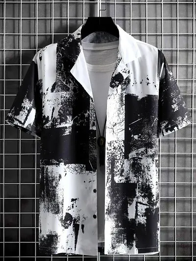 KHUSHI FASHION Men's Poly Cotton Spread Collar Lightweight Short Sleeve Casual Shirt (Twil-86)