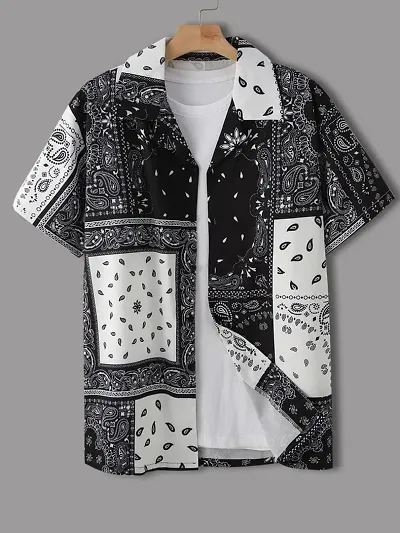 Fashion Mens Regular Lycra Casual Printed Half Sleeve Shirt For men