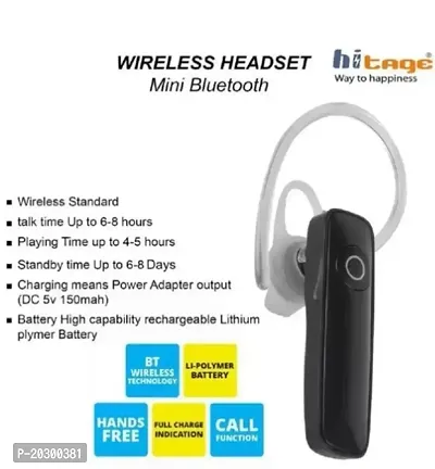 Lightweight High Quality sound Wireless Bluetooth Headset (Single , Black, True Wireless)-thumb3