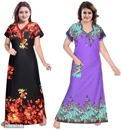 PURSA ? Attractive Women Nighty and Night Gown (Free Size, Multicolor 2-8)