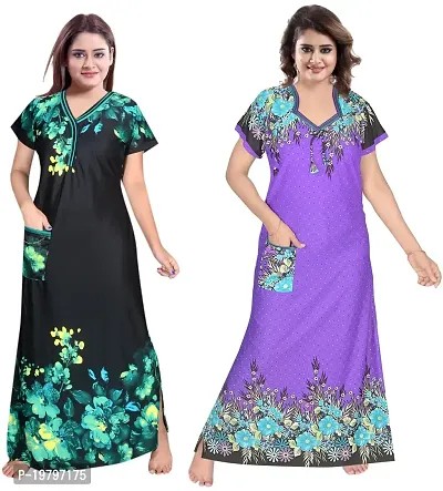 PURSA ? Attractive Women Nighty and Night Gown (Free Size, Multicolor 1-8)