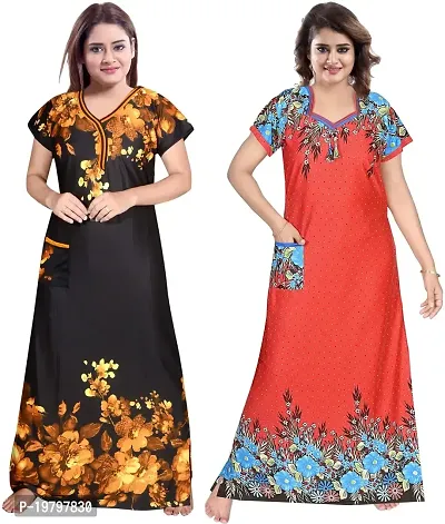 PURSA ? Attractive Women Nighty and Night Gown (Free Size, Multicolor 3-7)