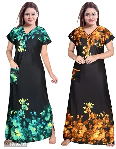 PURSA ? Attractive Women Nighty and Night Gown (Free Size, Multicolor 1-3)