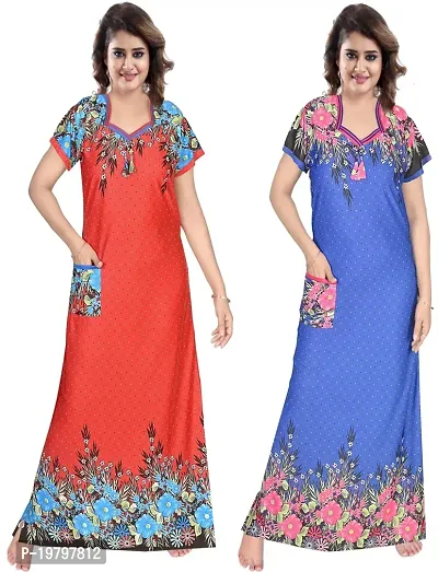 PURSA ? Attractive Women Nighty and Night Gown (Free Size, Multicolor 7-9)