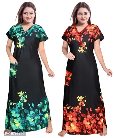 PURSA ? Attractive Women Nighty and Night Gown (Free Size, Multicolor 1-2)