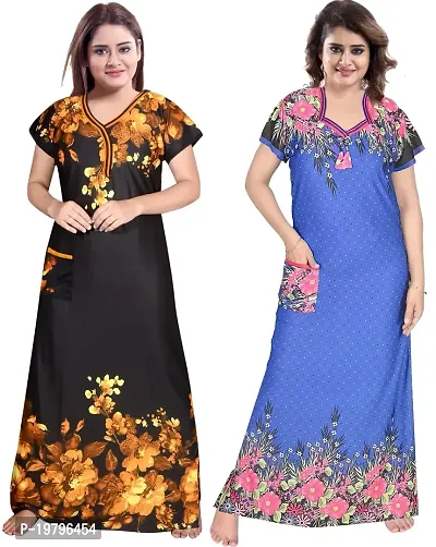 PURSA ? Attractive Women Nighty and Night Gown (Free Size, Multicolor 3-9)