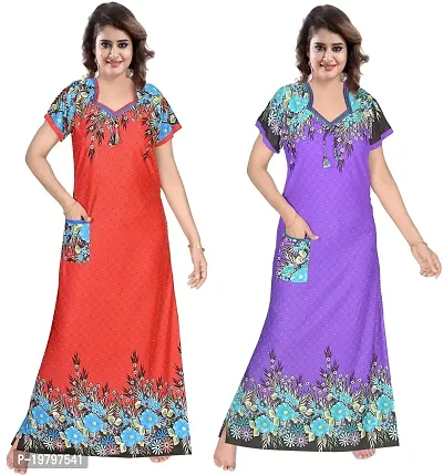 PURSA ? Attractive Women Nighty and Night Gown (Free Size, Multicolor 7-8)