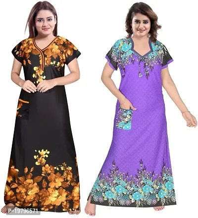 PURSA ? Attractive Women Nighty and Night Gown (Free Size, Multicolor 3-8)