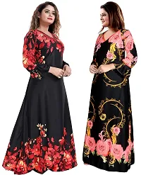 Pack Of 2 Beautiful Umbrella Type Bottom Nightdress Gown Nighty-thumb4