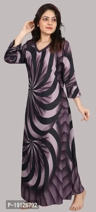 Stylish Satin Printed Nightwear For Women-thumb3