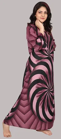 Elegant Purple Satin Printed Nighty For Women-thumb2