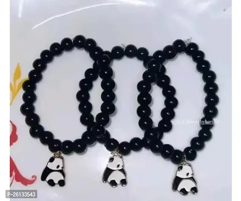 Elegant Black Alloy Beads Bracelets For Women- Pack Of 3
