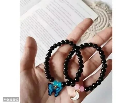 Elegant Black Glass Beads Bracelets For Women- Pack Of 2