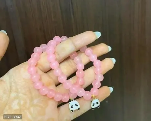 Elegant Pink Alloy Beads Bracelets For Women- Pack Of 2