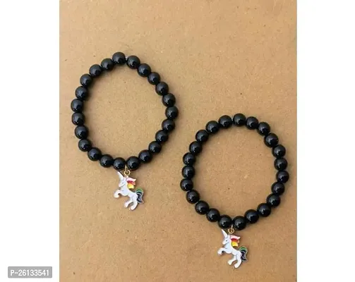 Elegant Black Alloy Beads Bracelets For Women- Pack Of 2-thumb0