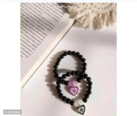 Elegant Black Alloy Beads Bracelets For Women- Pack Of 2