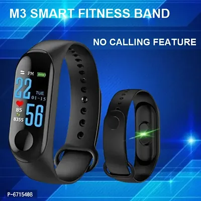 HUG PUPPY M3 Bluetooth Smart Fitness Band for Boys,Men,Kids,Women Sports Watch Heart Rate, and BP Monitor, Calories Counter Black-thumb0
