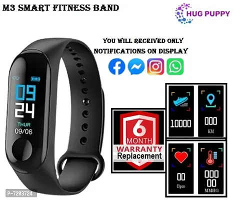 HUG PUPPY M3 Smart Band Fitness Watch Heart Rate with Activity Tracker Waterproof Resisted Body Fitness Band for Men and Women Functi-thumb0
